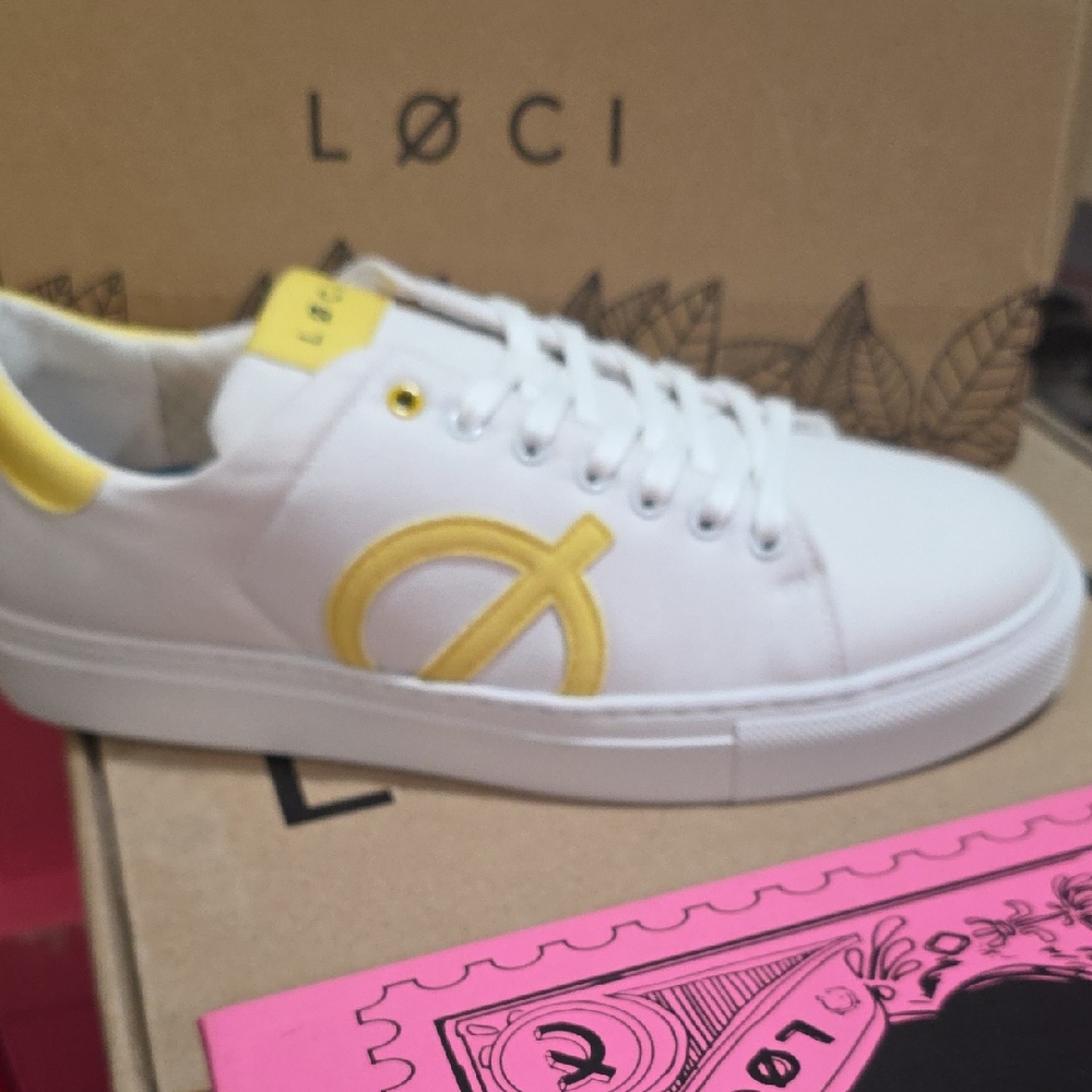 LØCI White and Yellow Sneakers